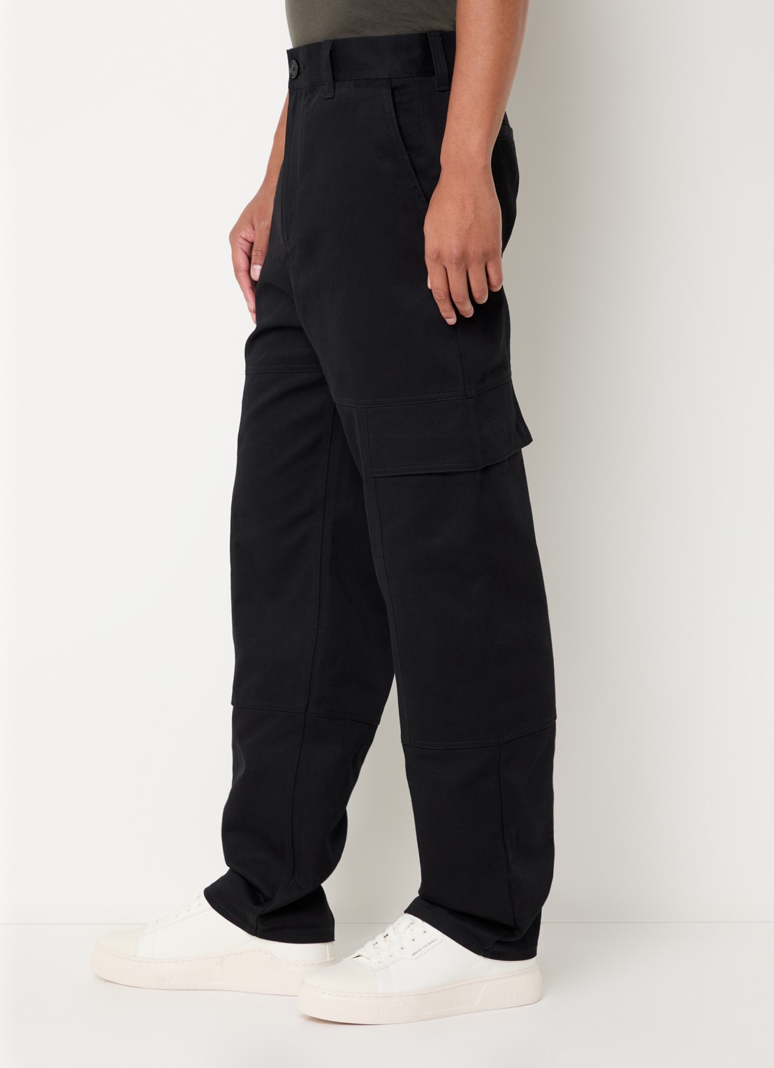 Armani Loose fit cargobroek met klepzakken - detail 4 zwart