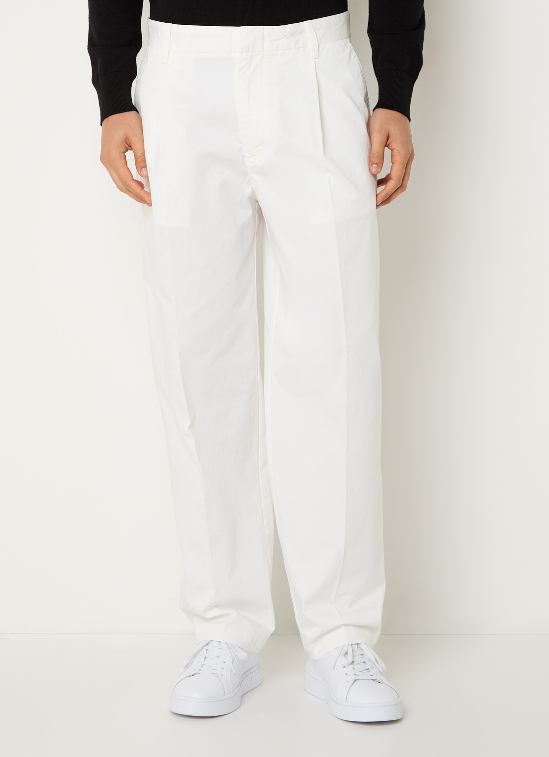 Armani Loose fit chino met steekzakken - detail 2 gebroken wit