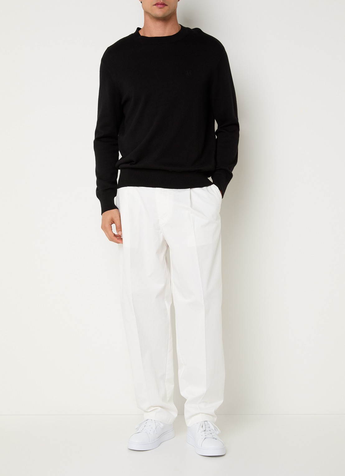 Armani Loose fit chino met steekzakken - voorkant 5 gebroken wit