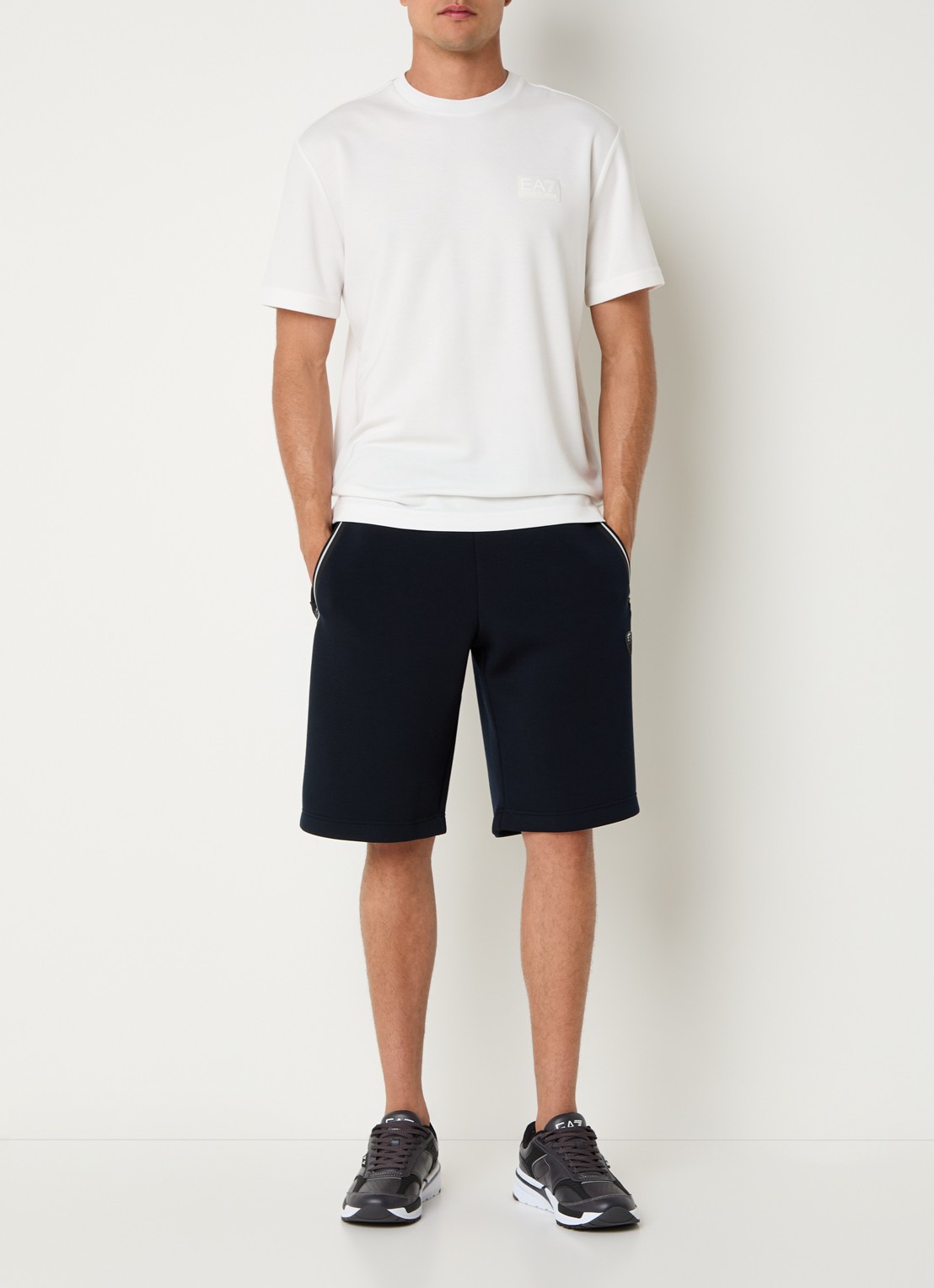 Armani Loose fit joggingbroek met trekkoord en logo - voorkant 3 donkerblauw