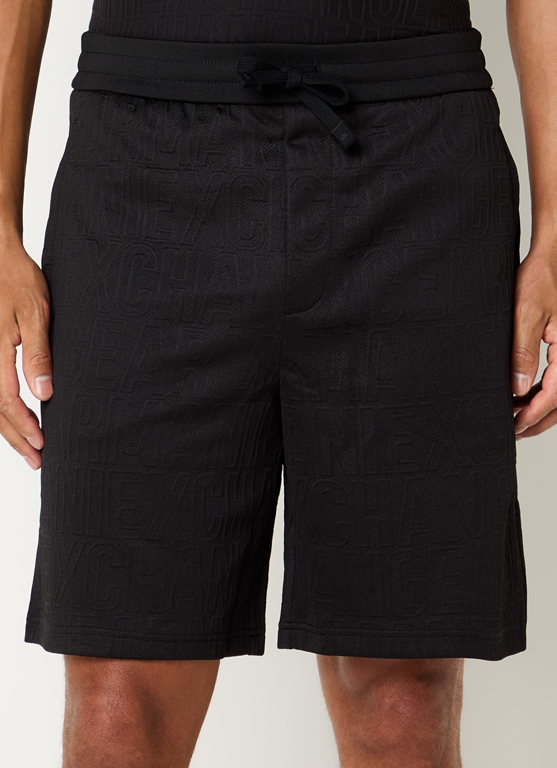 Armani Loose fit korte broek met logoborduring - detail 3 zwart