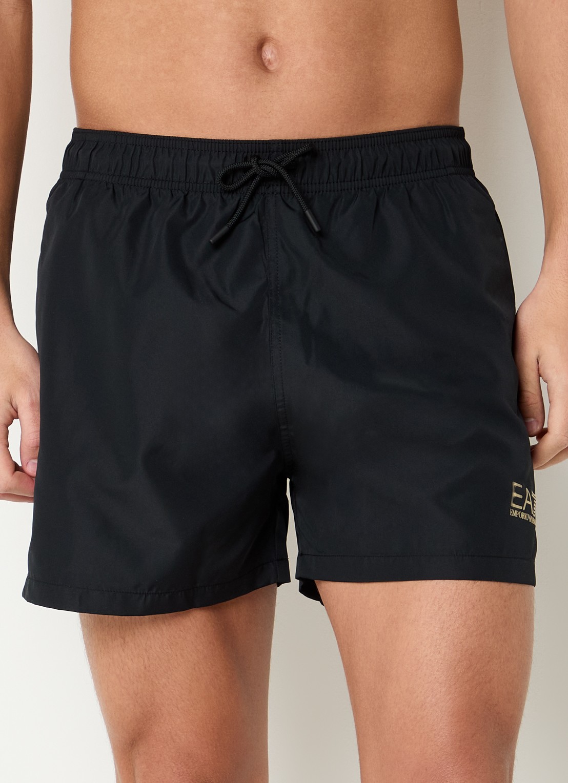 Armani Loose fit korte broek met logoprint en steekzakken - detail zwart