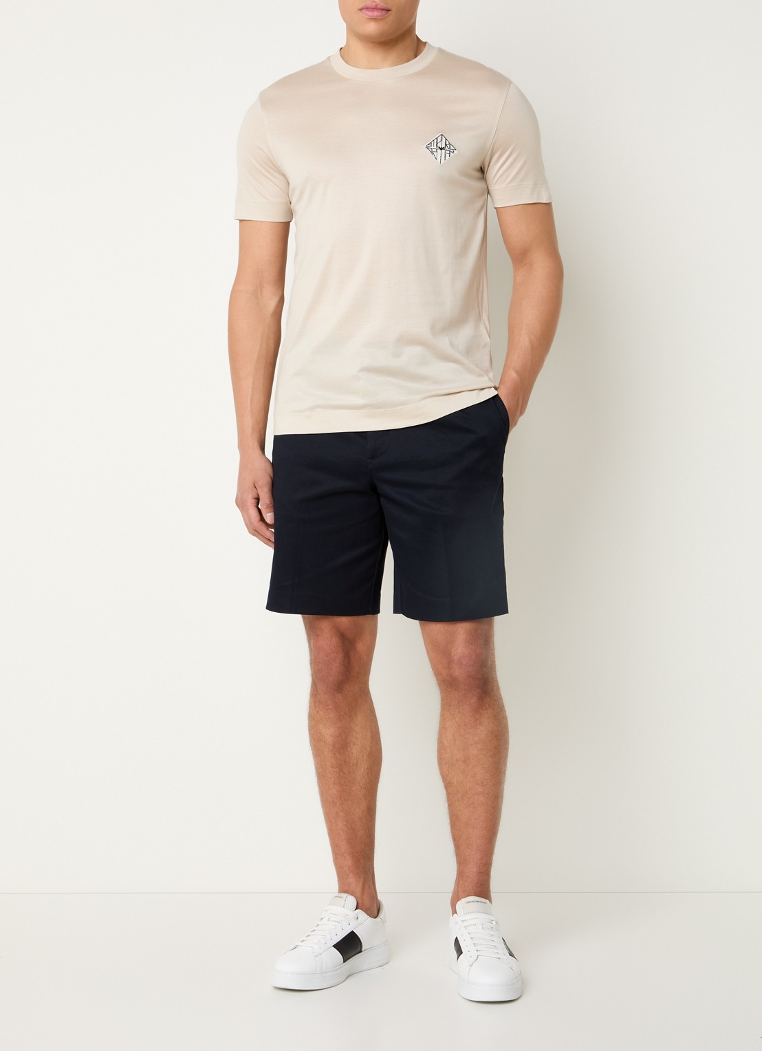 Armani Loose fit korte broek met steekzakken  - voorkant 4 donkerblauw