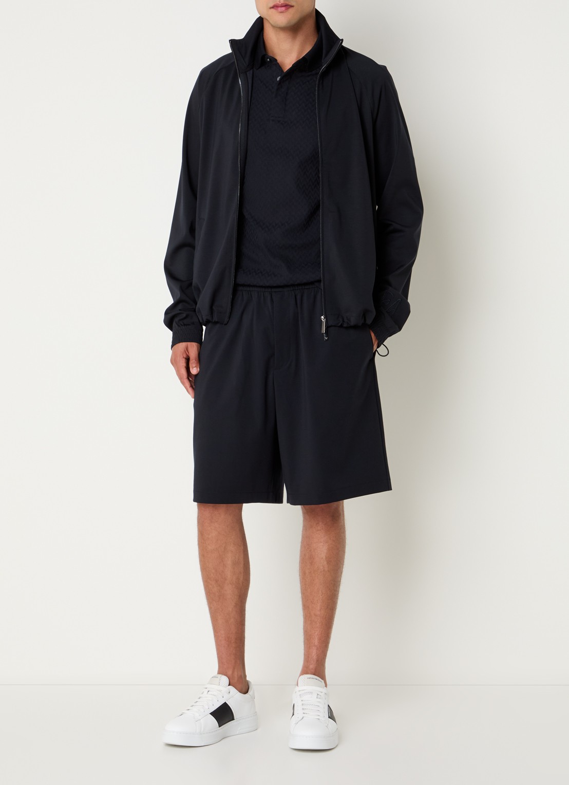 Armani Loose fit korte broek met steekzakken - voorkant 3 donkerblauw