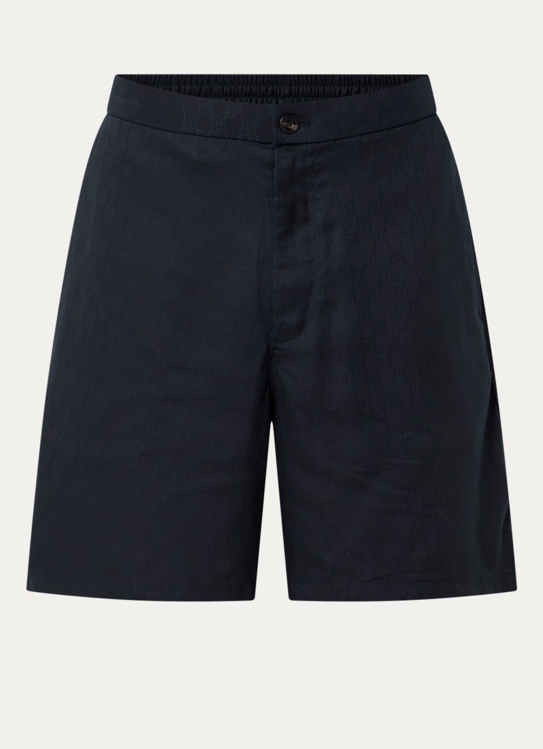 Armani Loose fit korte broek van satijn met logoprint - voorkant donkerblauw