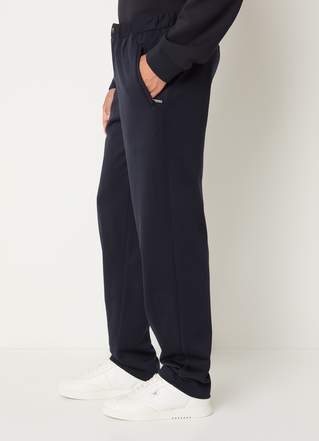 Armani Loose fit pantalon met steekzakken - detail 5 donkerblauw