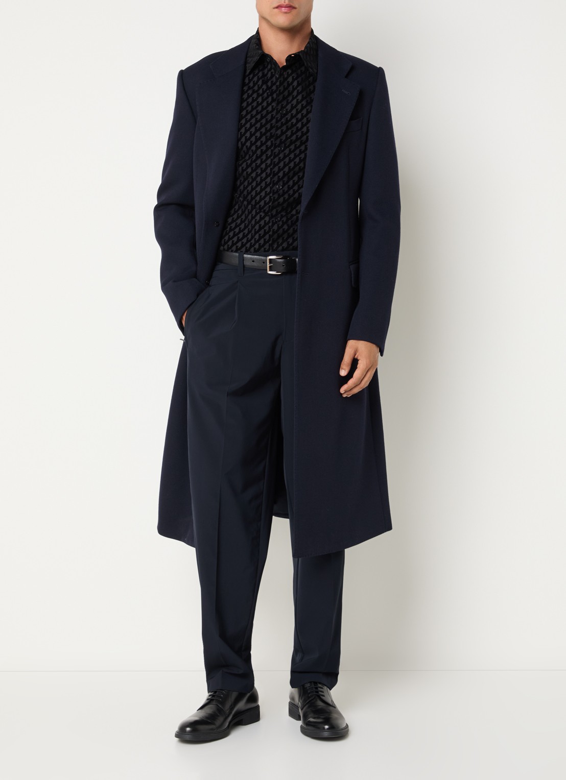 Armani Mantel van wol met steekzakken - voorkant 3 donkerblauw