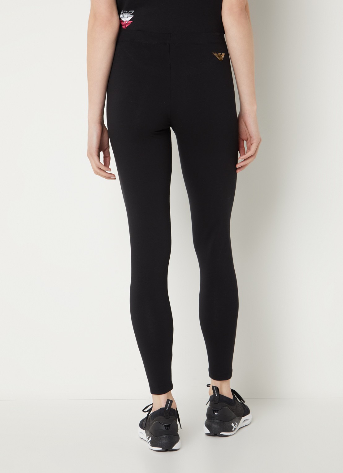 Armani Mid waist cropped trainingslegging met logoprint - achterkant zwart