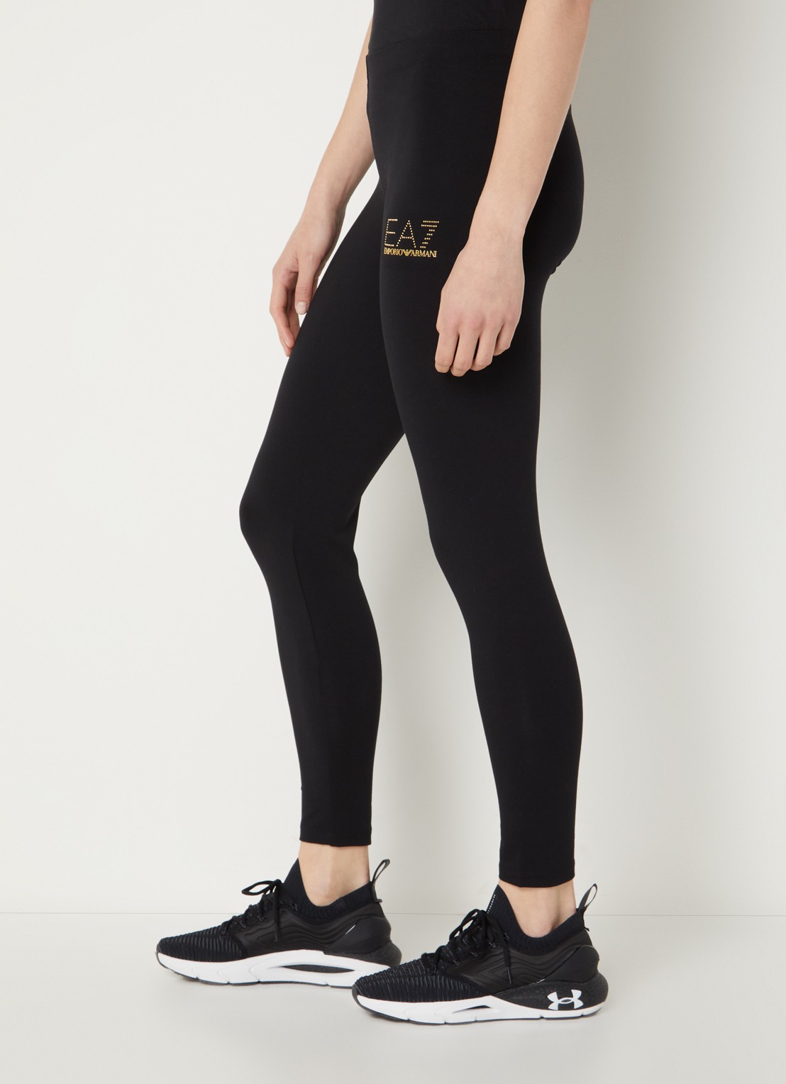 Armani Mid waist cropped trainingslegging met logoprint - detail 5 zwart