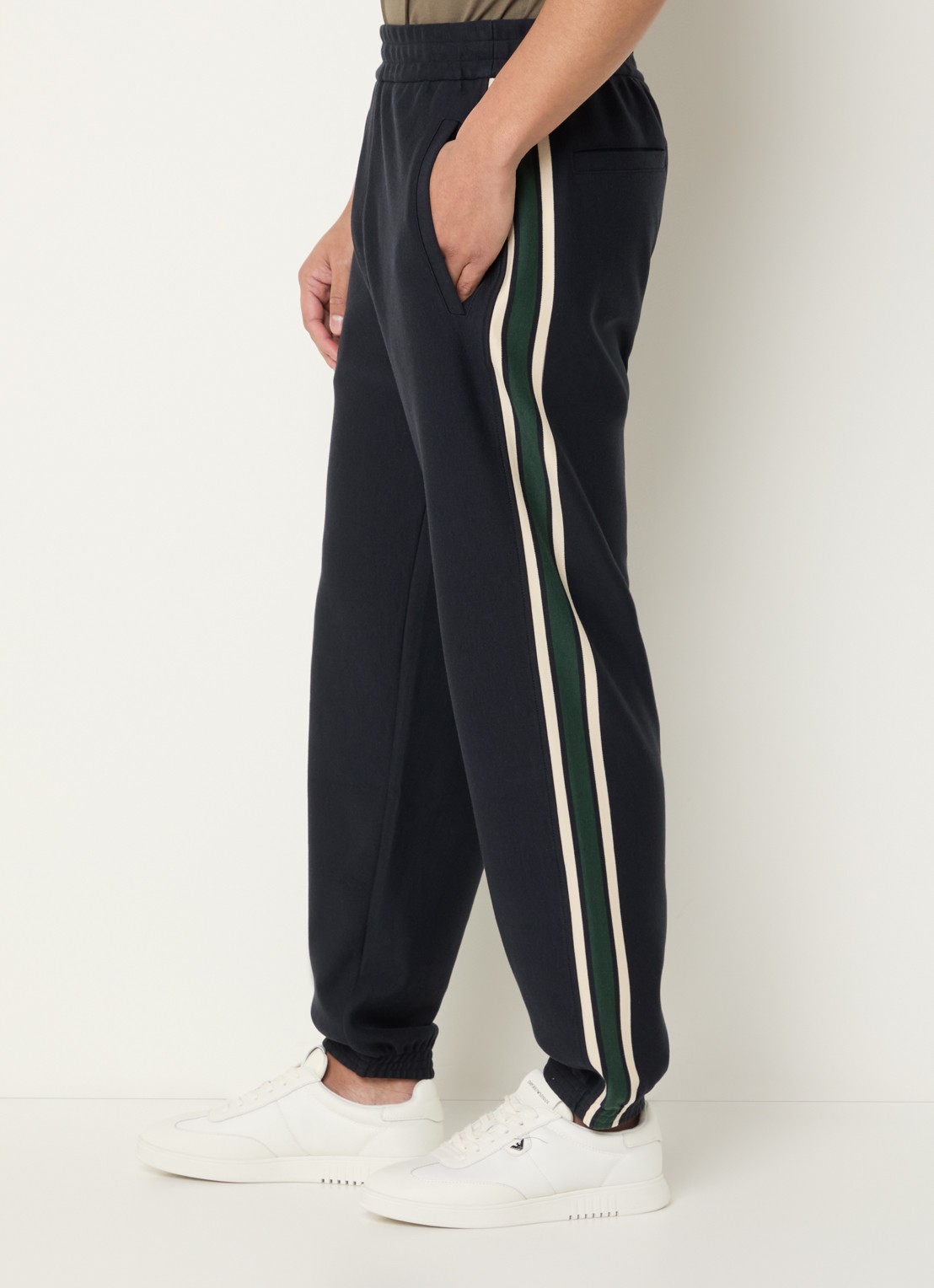 Armani Mid waist tapered fit joggingbroek - detail 4 donkerblauw