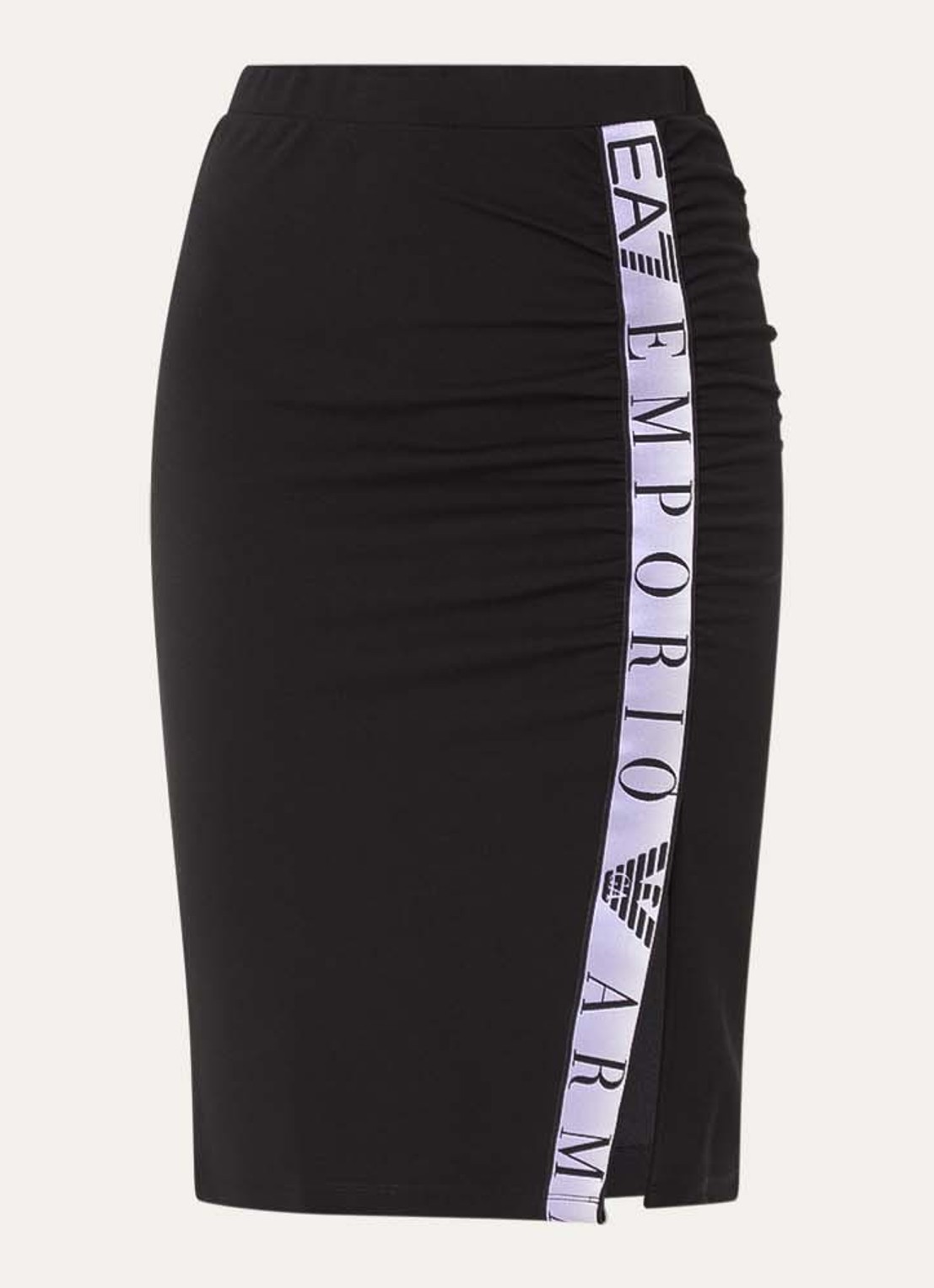 Armani Midi rok met logo en split - voorkant 2 zwart