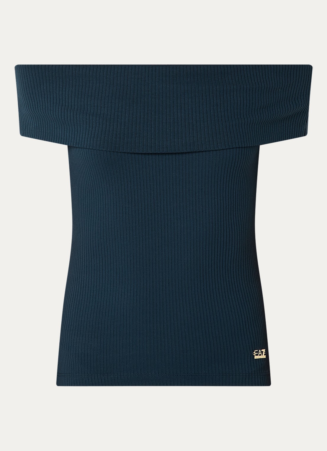 Armani Off Shoulder top met logo - voorkant donkerblauw