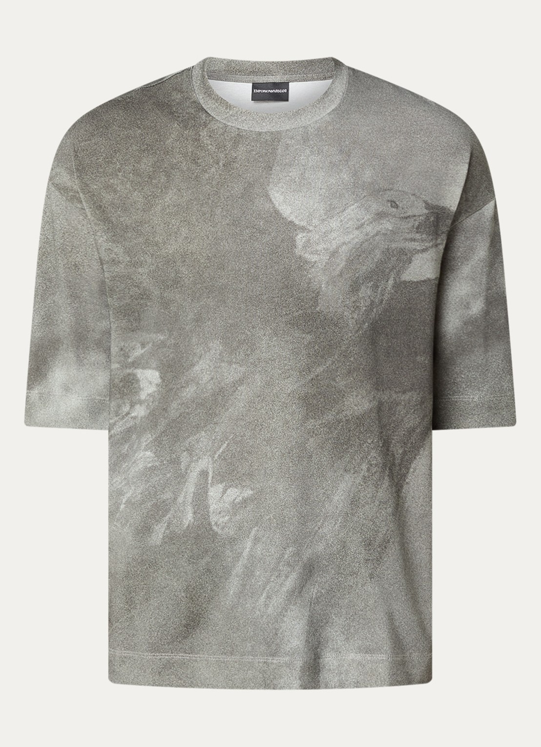 Armani Oversized T-shirt met print  - voorkant olijfgroen