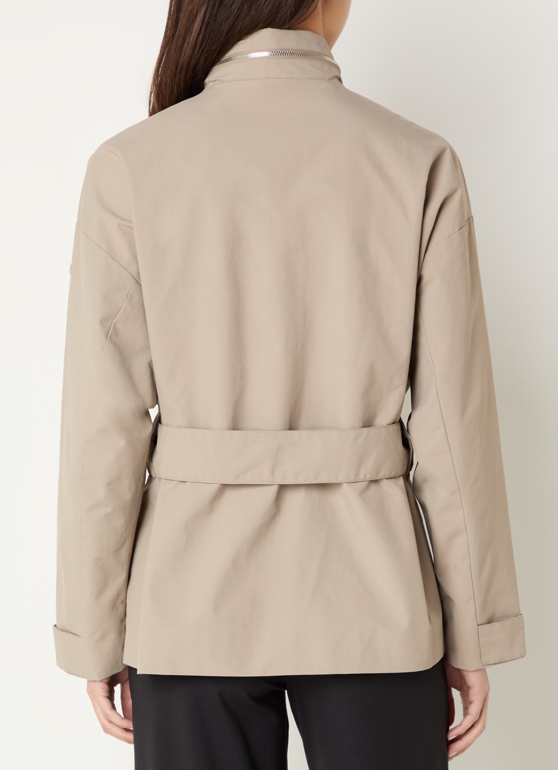 Armani Parka met opbergbare capuchon en klepzakken - achterkant donkerbeige