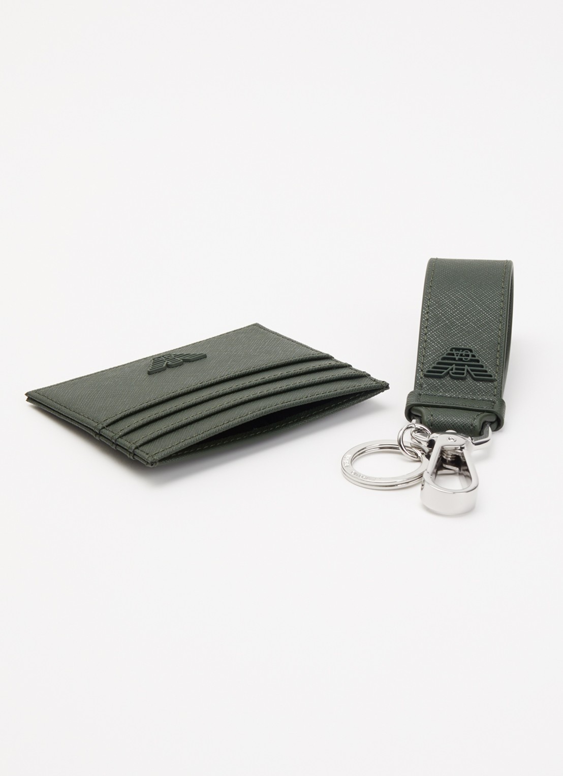 Armani Pasjeshouder en sleutelhanger met logo in set van 2 - detail groen
