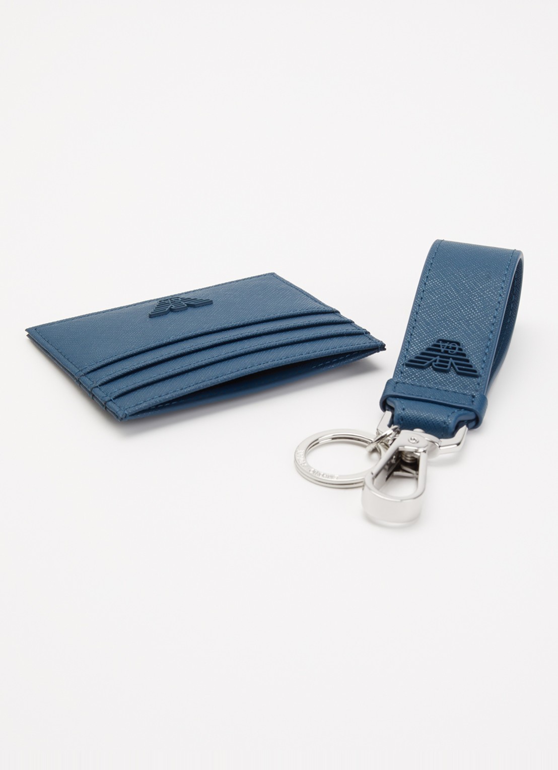 Armani Pasjeshouder en sleutelhanger met logo in set van 2 - detail donkerblauw