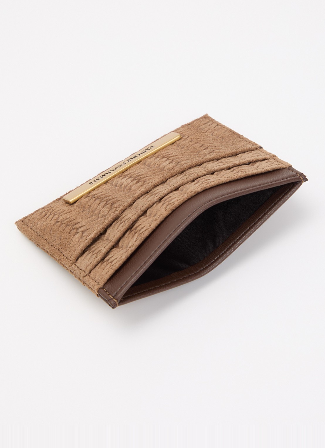 Armani Pasjeshouder met leren details en logo - voorkant 2 bruin