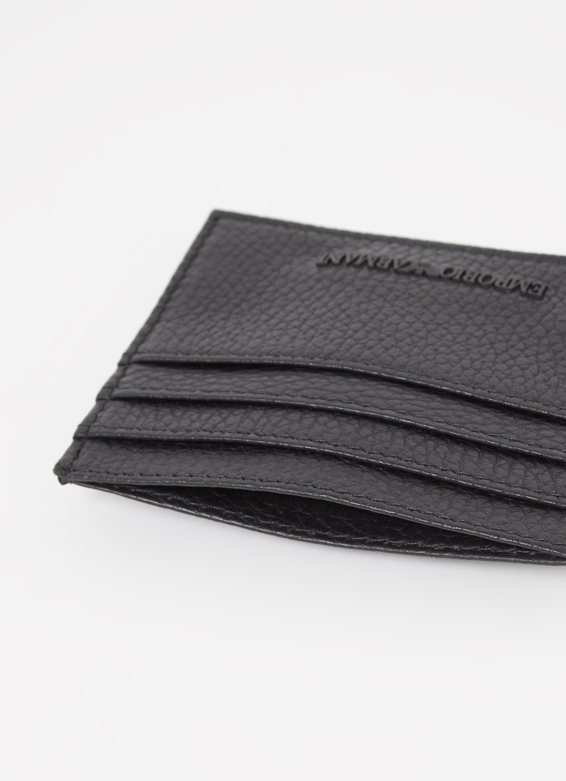 Armani Pasjeshouder met sleutelhanger van leer - voorkant 2 zwart