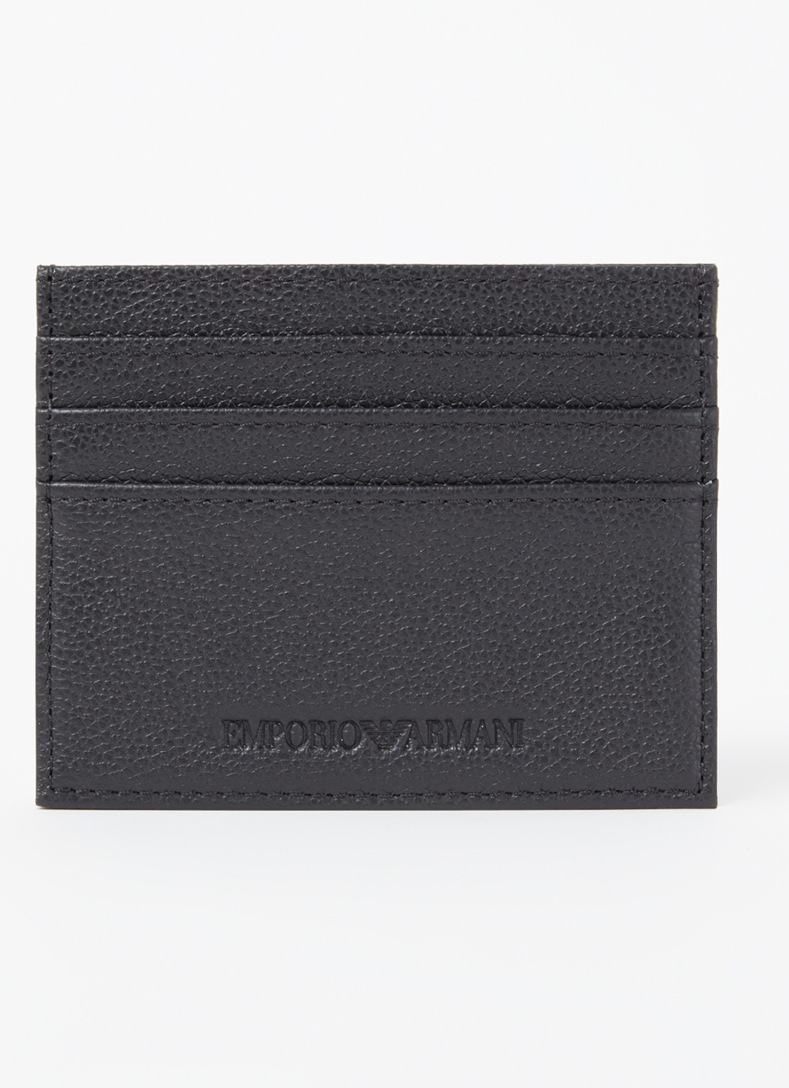 Armani Pasjeshouder van leer met logo - voorkant 2 zwart