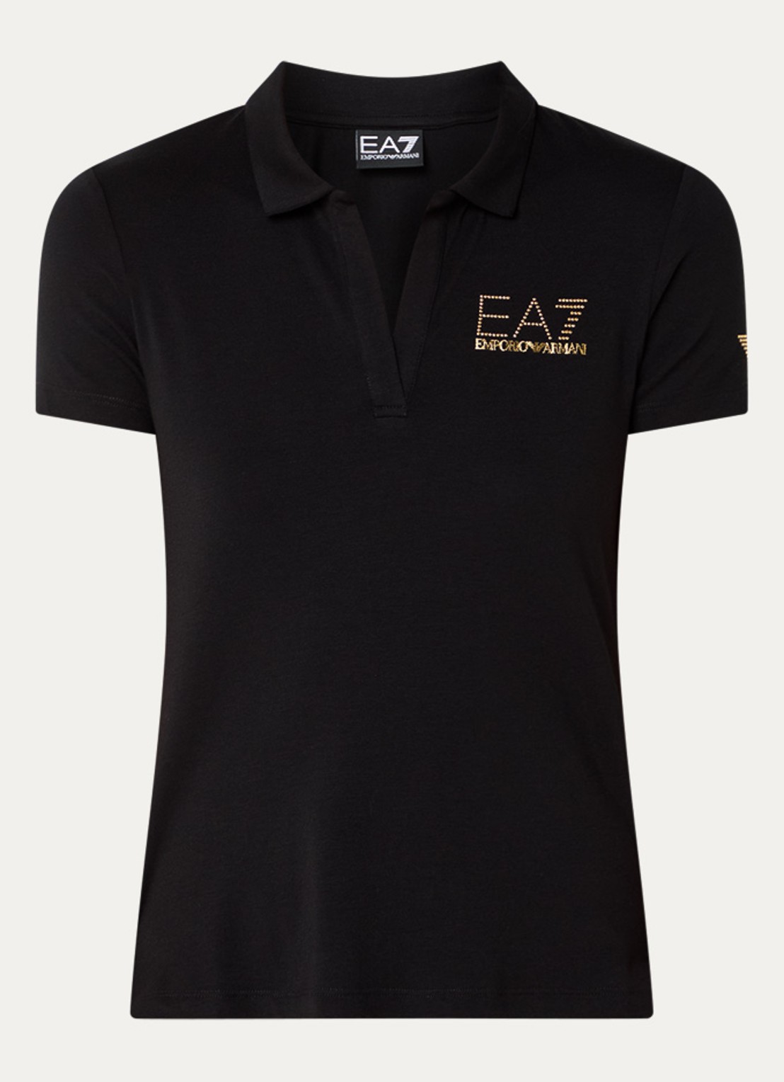 Armani Polo met logo en strass - voorkant zwart