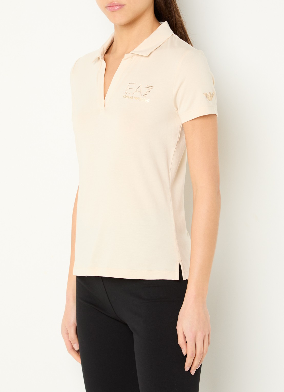 Armani Polo met logo en strass - detail 3 beige
