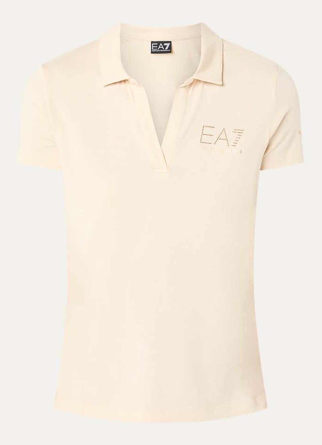 Armani Polo met logo en strass - voorkant beige