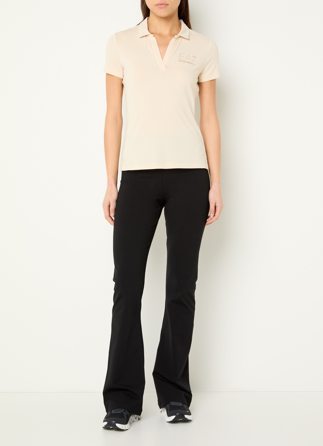 Armani Polo met logo en strass - voorkant 2 beige