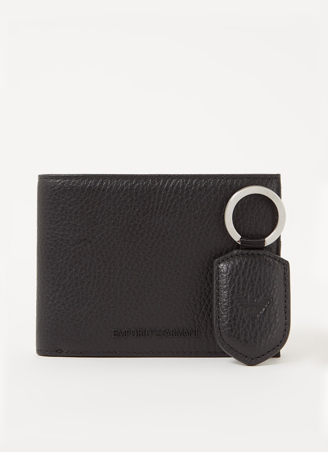 Armani Portemonee met sleutelhanger van leer - voorkant zwart
