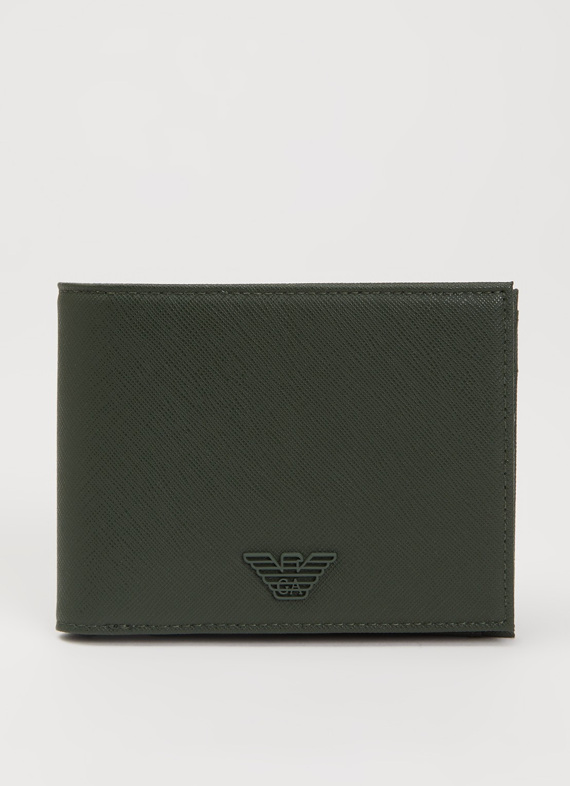 Armani Portemonnee met logo en structuur - voorkant bronsgroen