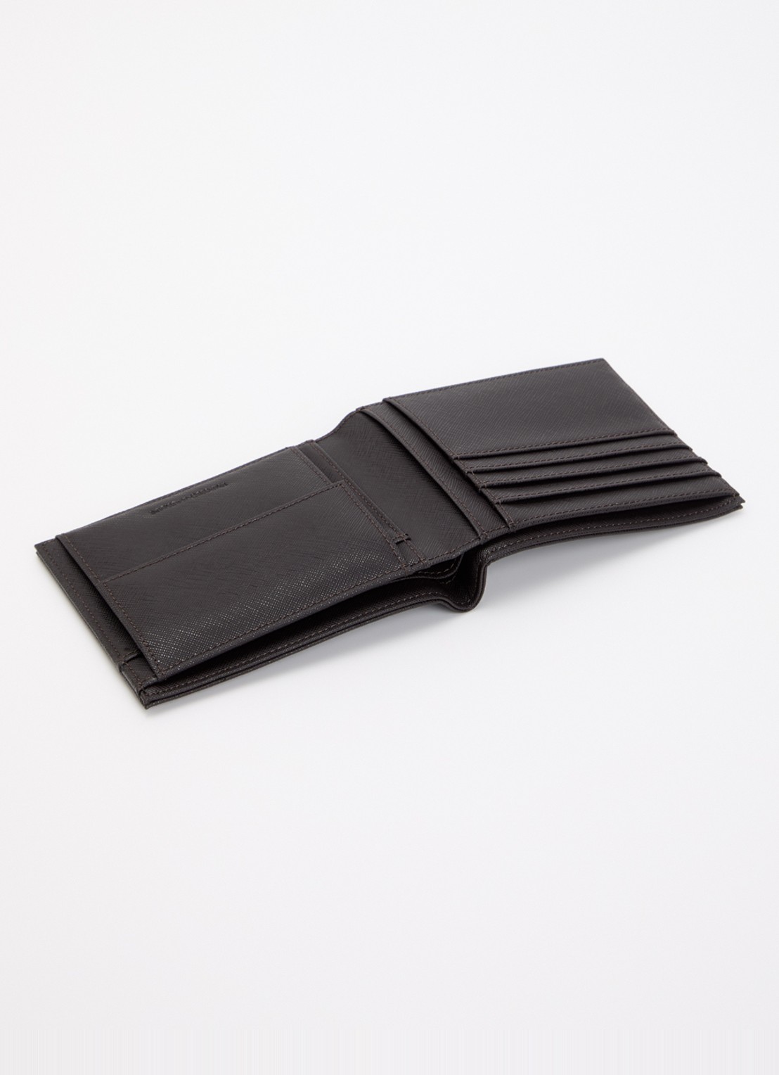 Armani Portemonnee met logo en structuur - voorkant 3 donkerbruin