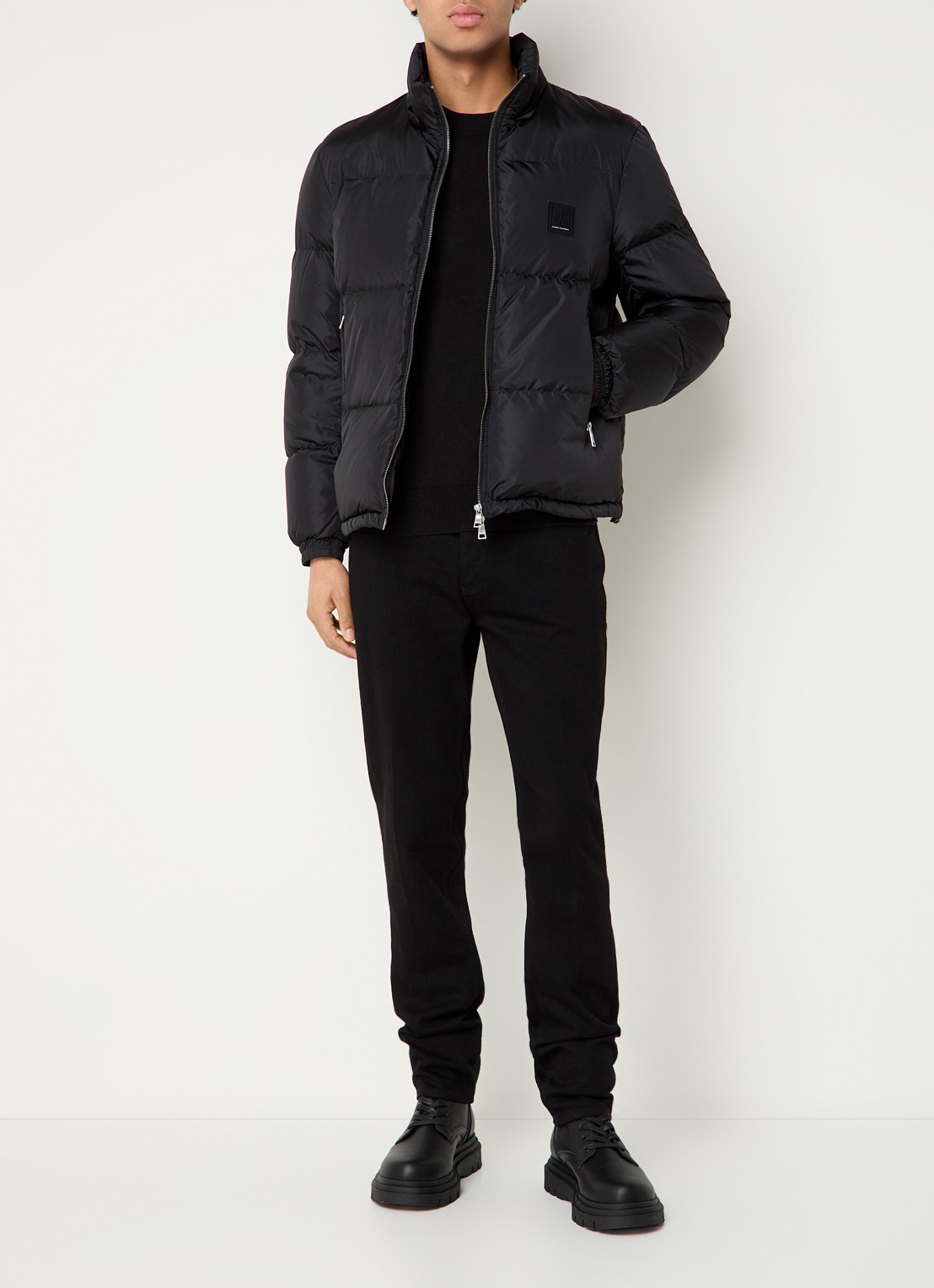 Armani Puffer jack met afneembare capuchon - voorkant 2 zwart