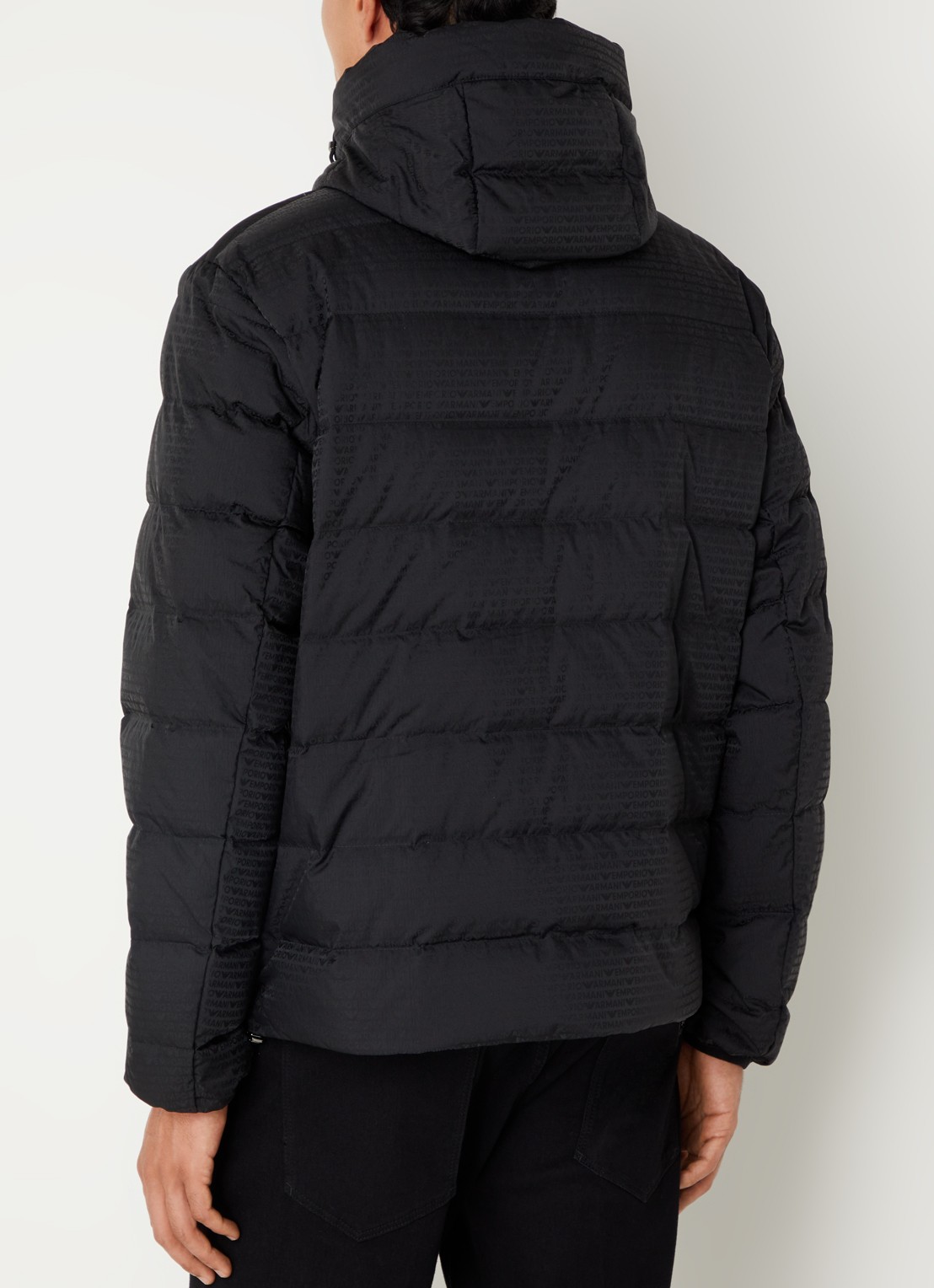 Armani Puffer jack met donsvulling en logoprint - achterkant 4 zwart
