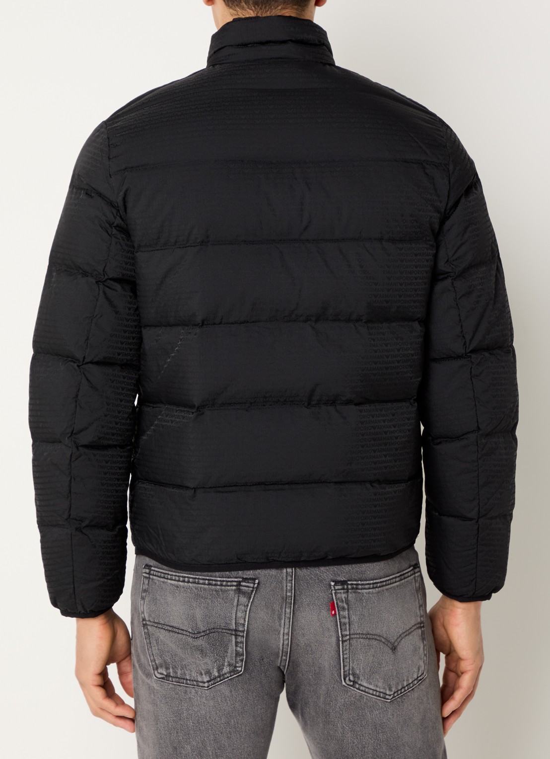 Armani Puffer jack met donsvulling en logoprint - achterkant 4 black beauty / zwart