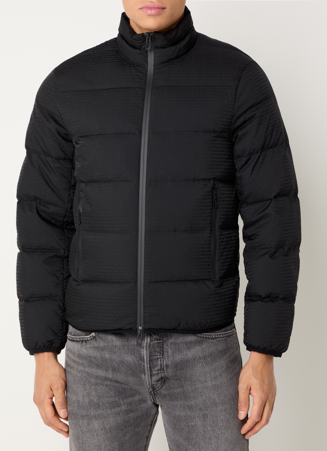 Armani Puffer jack met donsvulling en logoprint - detail 3 black beauty / zwart