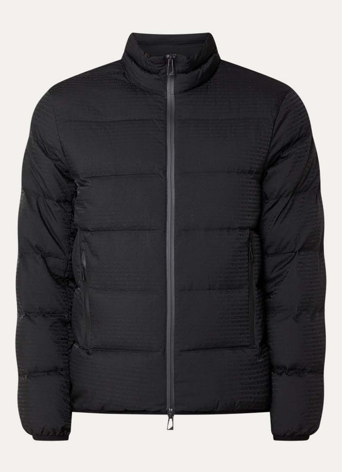 Armani Puffer jack met donsvulling en logoprint - voorkant black beauty / zwart