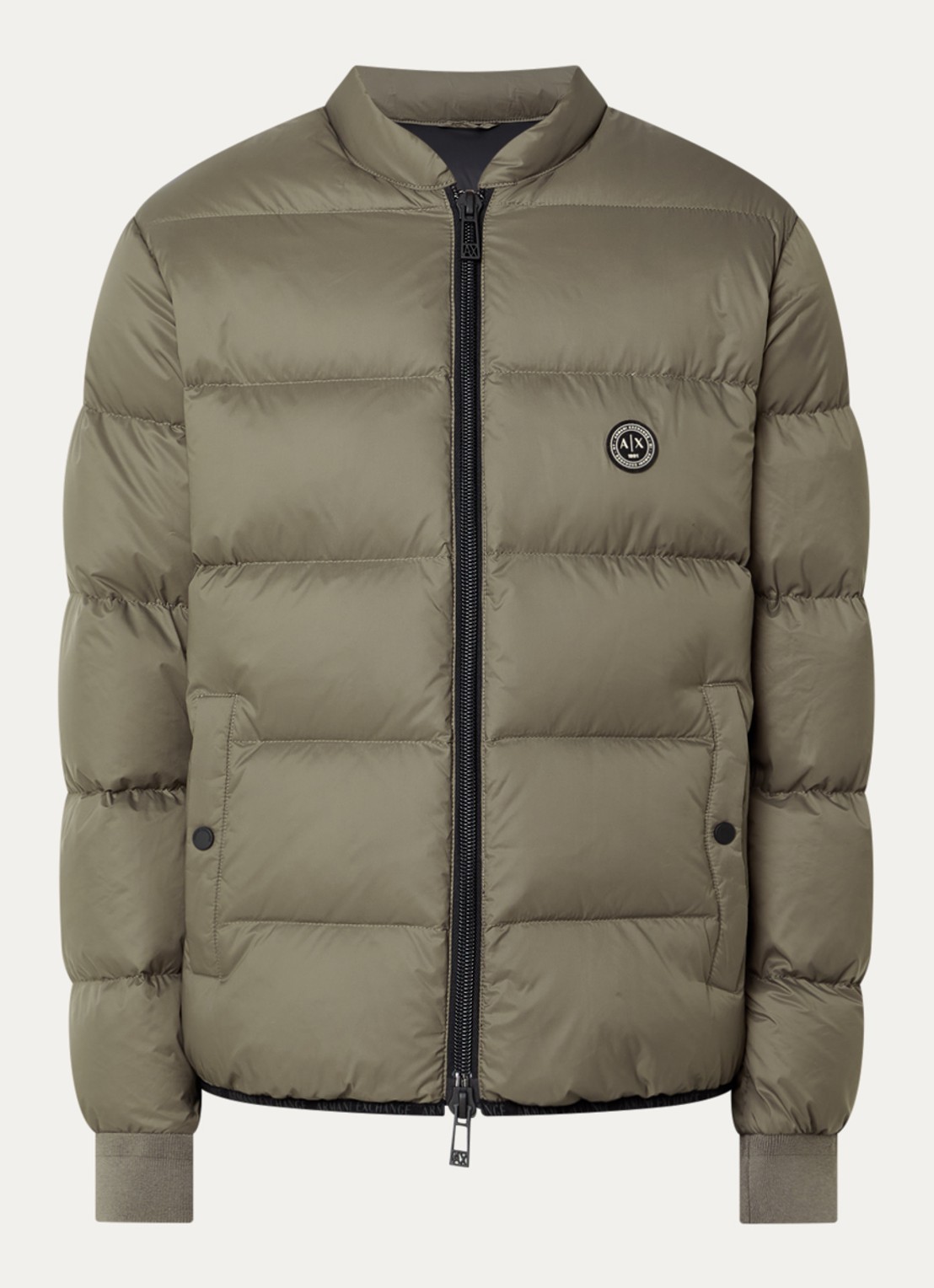 Armani Puffer jack met donsvulling en steekzakken - voorkant donkerbeige