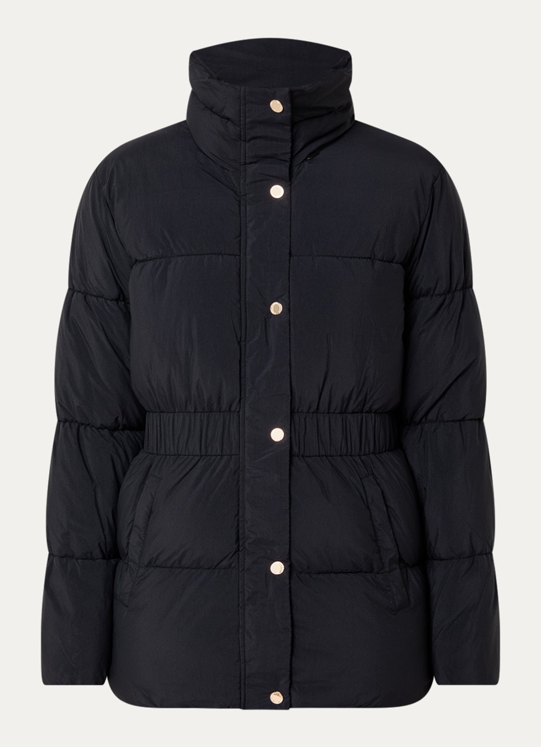 Armani Puffer jack met opbergbare capuchon en steekzakken - voorkant 2 zwart