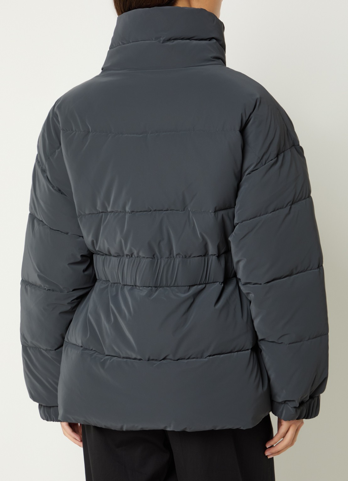 Armani Puffer jack met strikceintuur en logo - achterkant 3 antraciet