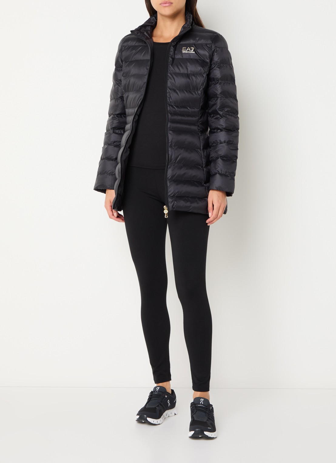 Armani Puffer jas met capuchon - voorkant 4 zwart