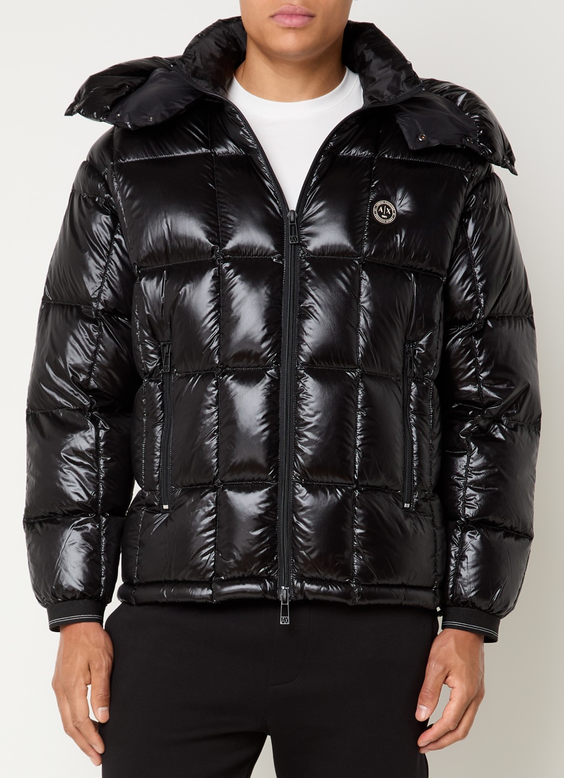 Armani Pufferjas met donsvulling en ritszakken - detail 3 black-uc001