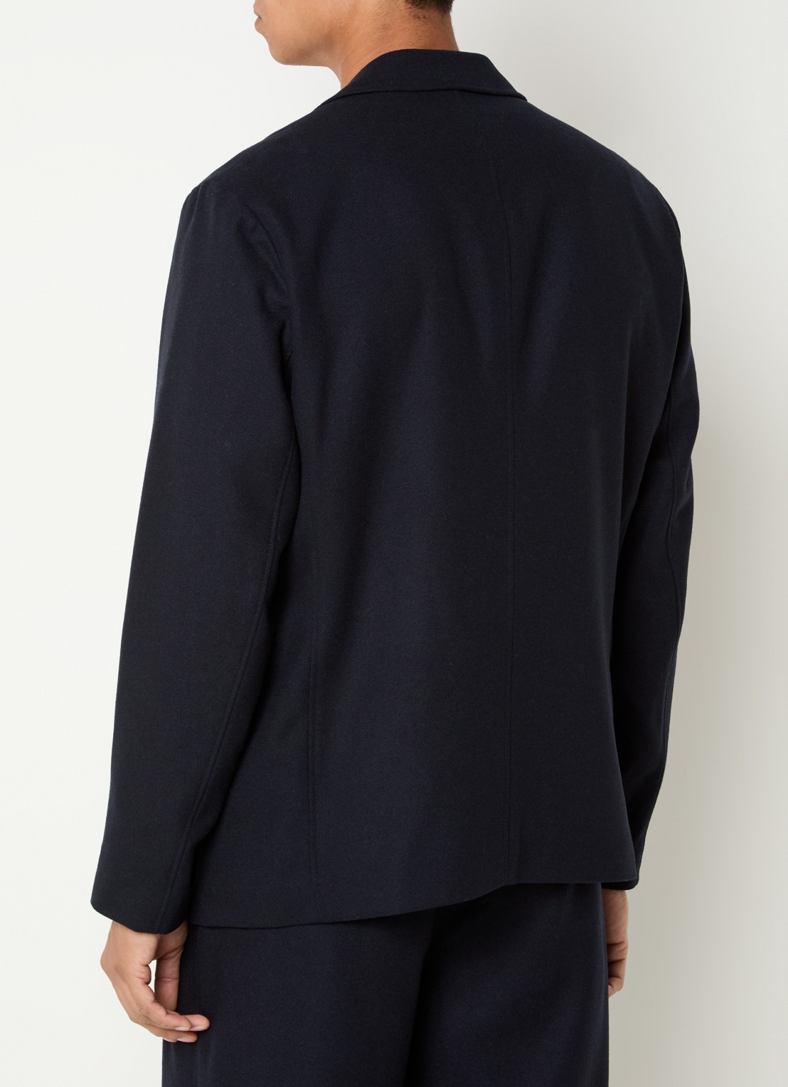 Armani Regular fit colbert in scheerwolblend met klepzakken - achterkant donkerblauw