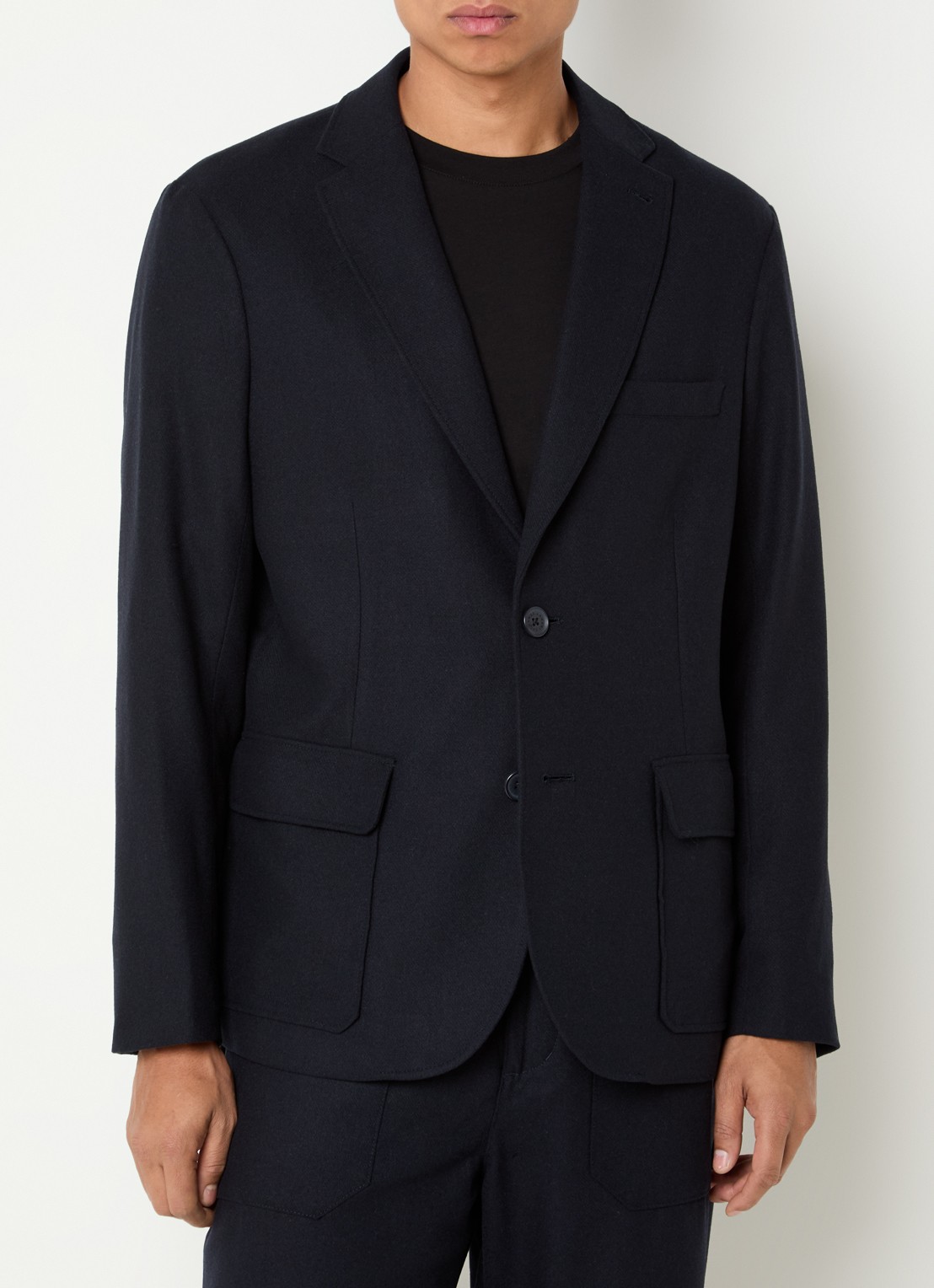 Armani Regular fit colbert in scheerwolblend met klepzakken - detail 4 donkerblauw
