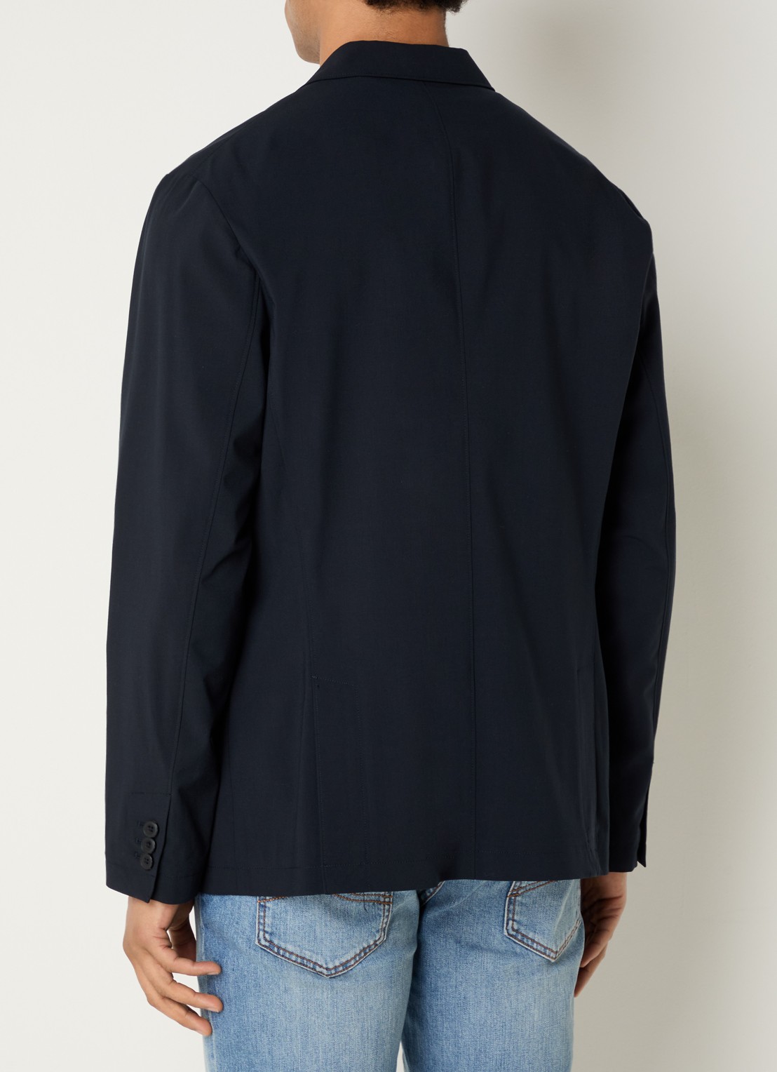 Armani Regular fit colbert in wolblend met borstzak - achterkant donkerblauw