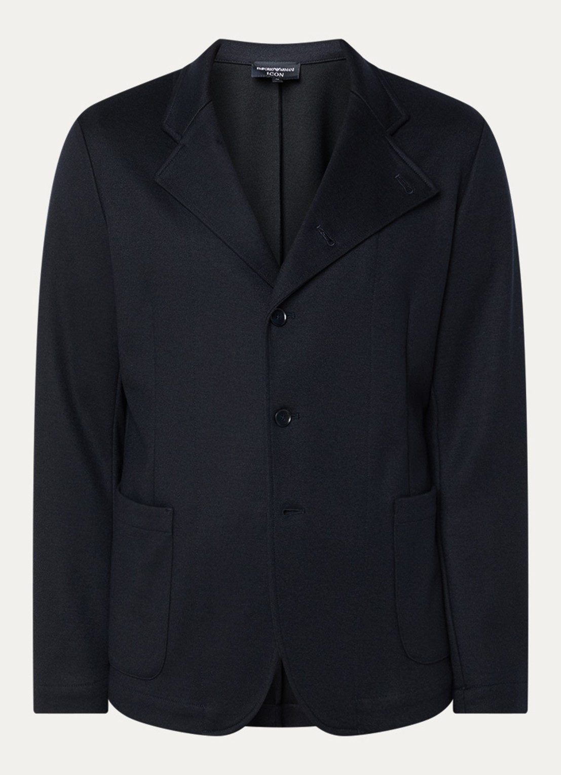 Armani Regular fit colbert in wolblend met opgestikte zakken - voorkant donkerblauw