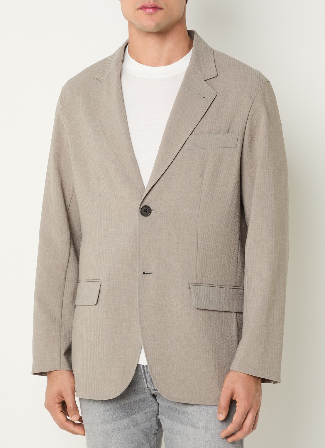 Armani Regular fit colbert met klepzakken - detail 4 donkerbeige