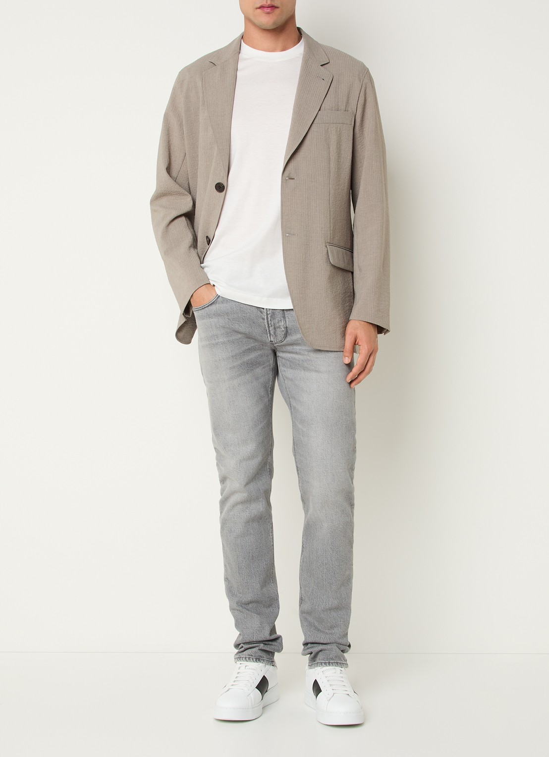 Armani Regular fit colbert met klepzakken - voorkant 3 donkerbeige