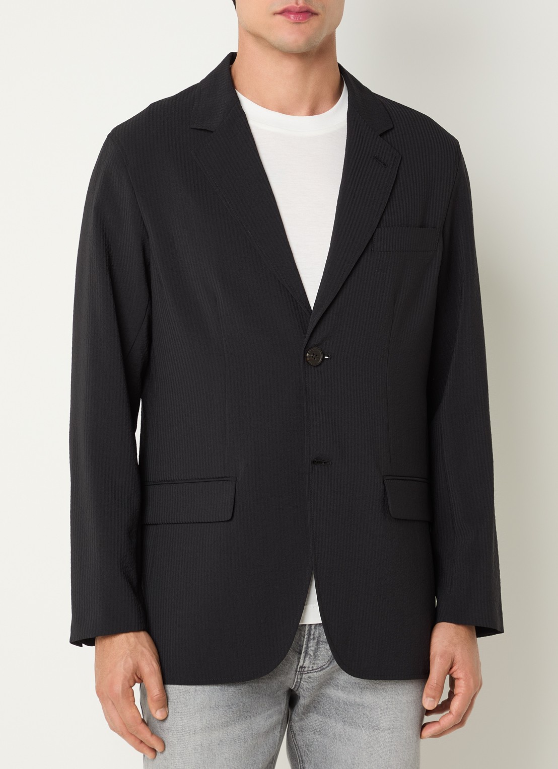 Armani Regular fit colbert met klepzakken - detail zwart
