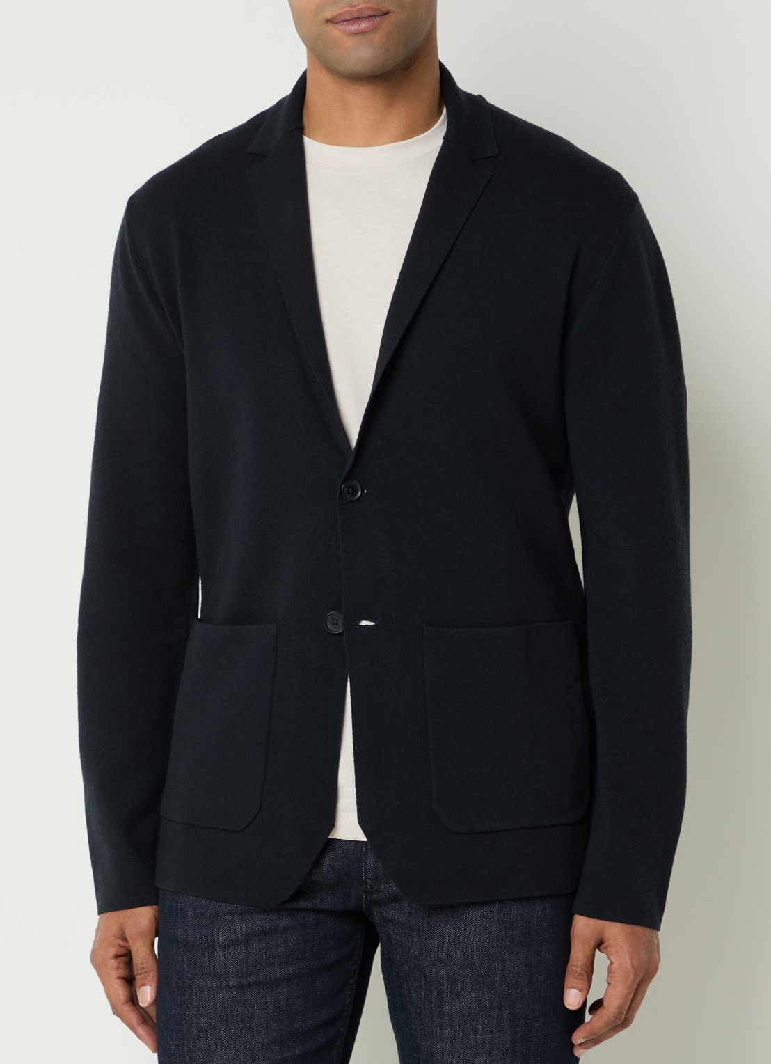 Armani Regular fit colbert met opgestikte zakken - detail donkerblauw