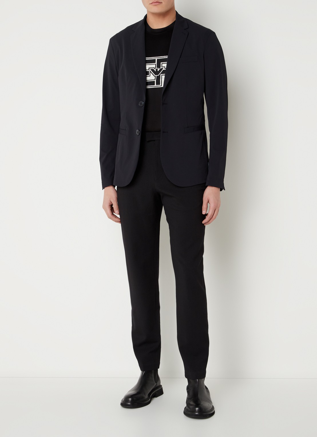 Armani Regular fit colbert met paspelzakken  - voorkant 4 donkerblauw