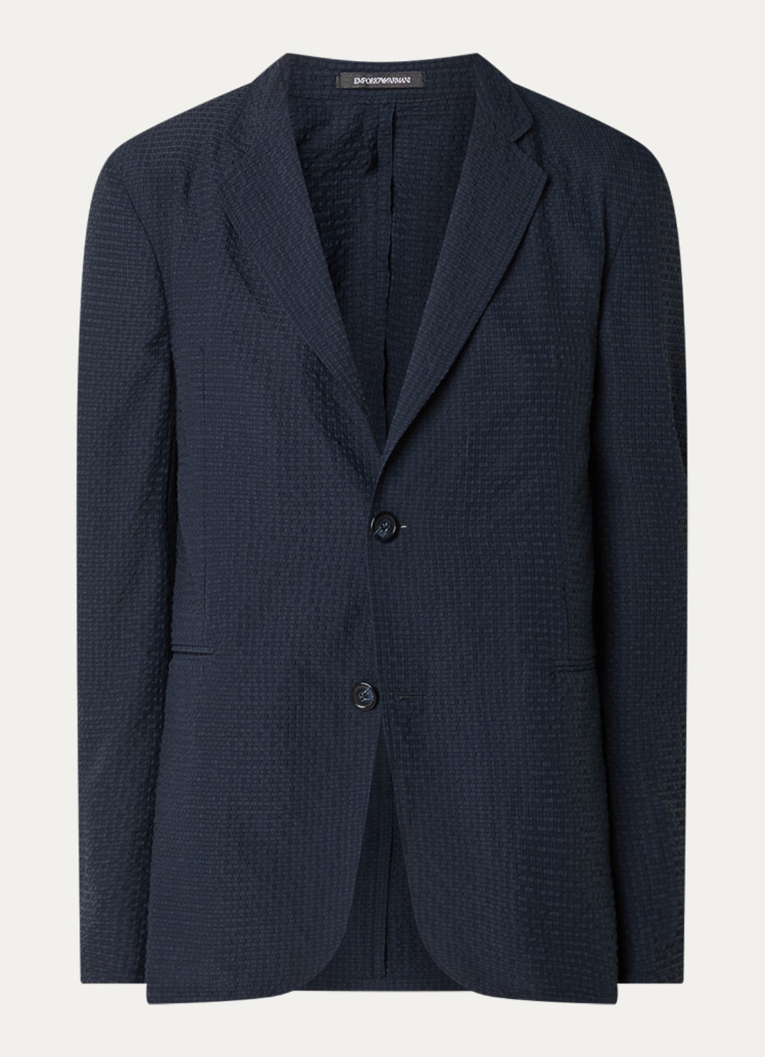 Armani Regular fit colbert met steekzakken en structuur - voorkant donkerblauw